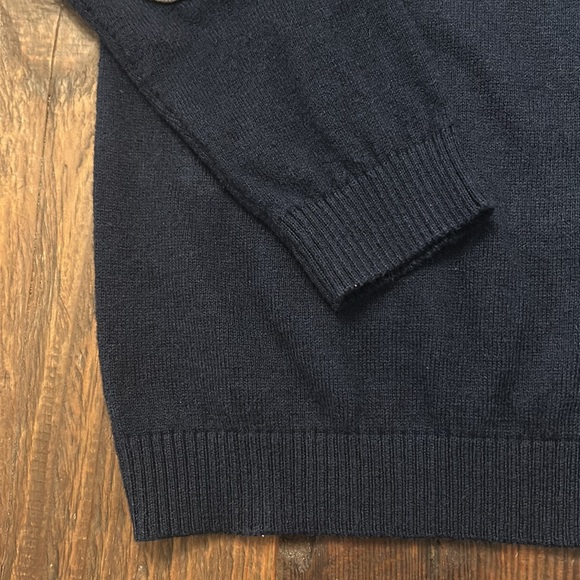 Boboli Navy Blue V- Neck Sweater with Grey Suede Elbow Patches / Boys 5 - Picture 7 of 8